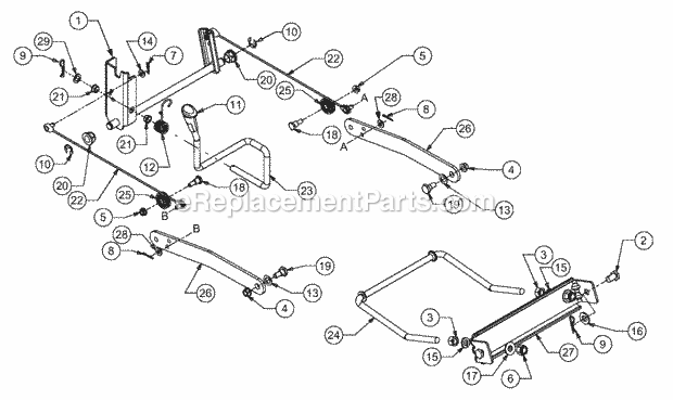 Lift Assembly Diagram and Parts List for 1529 13A-261H100 Cub Cadet Lawn Tractor